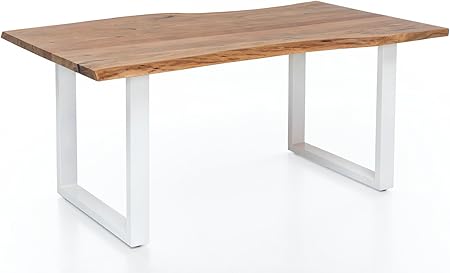 Woodkings Esstisch Bullwer Verschiedene Grossen Holz Akazie Braun Metall Weiss Tisch Mit Baumkante Baumtisch Echtholz Modern Design Massivholz Esszimmermobel Wohnmobel 170 X 90 Cm Amazon De Kuche Haushalt