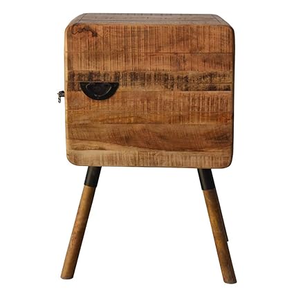 Glamfurnish Natural Finish Mango Wood Bar Cabinate