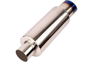 Yeoflagtrade 2.25 Inch Inlet 3.0 Inch Outlet Exhaust Muffler 2.25" to 3.0" Universal 15" Length Stainless Steel Polished Exhaust Tip Burnt Blue