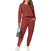 RITERA Plus Size Lounge Sets for Women 2 Piece Outfits Knit Long Sleeve Fall Pullover Tops Jogger Pant Pajama Set XL-5XL