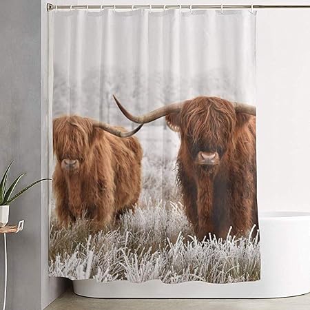 N A Tenda Da Doccia Per Animali Mucche Scozzesi Delle Highland Scozzesi Pelose Con Ganci Bagno Decorativo Impermeabile Ideale Per Docce E Vasche Da Bagno Amazon It Casa E Cucina