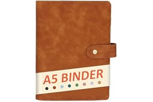 DONBAO A5 Binder 6 Ring Refillable Notebook Planner Journal Cover for A5 Planner Paper Inserts, PU Leather Loose Leaf Photocard Holder, Budget Binder Personal Organizer with Metal Buckle (Brown)