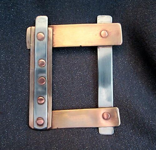 Mixed Metals Industrial Brooch Copper and Silver