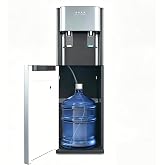 Genseino Bottom Loading Water Cooler Dispenser for 5 Gallon Bottle | 3 Temperature Settings, Water Dispenser w/ Anti-Dry Burn/Overload/Over-temperature Protection for Offices, Homes (Dark Gray)