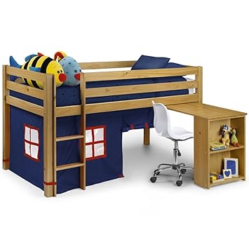 Kids Mid Sleeper With Blue Starry Tent Happy Beds Wendy Pine Wood
