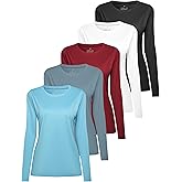 HovSiyla 5 Pack Women Long Sleeve Shirts Running UV Rash Guard Casual Tops Sun Protection Workout Hiking T Shirts for Women
