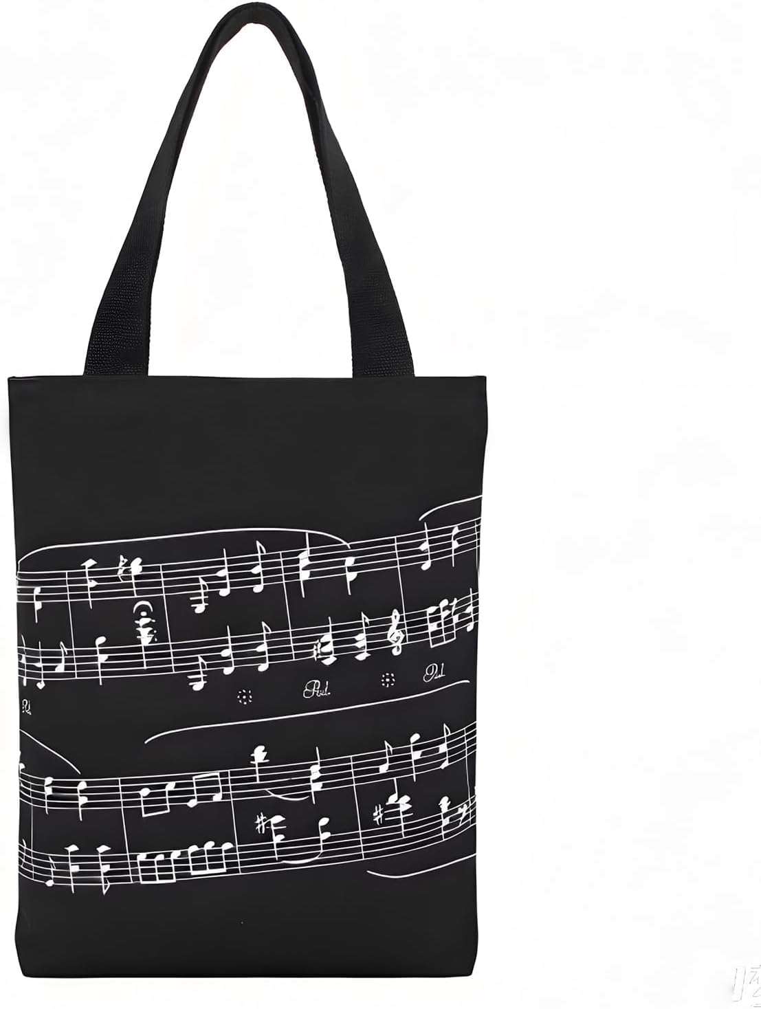 HilerPunk Music Pattern Reusable Grocery Bags, Music bag,Shoulder Bag,Thick Cotton Handbag Perfect for Shopping,Laptop,School Books (Musical Notation Tote Bag)
