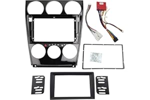 DKMUS Double Din Radio Dash Installation Trim Kit for Mazda 6 Atenza 2002-2007 with Wiring Harness and Steering Wheel Control