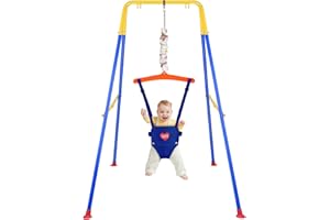UMIKOOL DIRECT Baby Jumper with Stand, Infant Jumper for Indoor/Outdoor Play, Jumper for Baby 6-24 Months, Baby Jumpers and Bouncers with Adjustable Chain, Easy to Assemble & Store