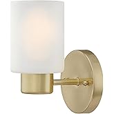 Westinghouse 6126400 Sylvestre Transitional One Light Wall Fixture, Champagne Brass Finish, Frosted Glass
