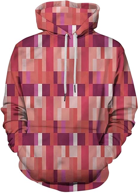 Peach Hoodie Hooded Sweatshirt Geometric Square Colorful: Amazon.ca: Clothing & Accessories