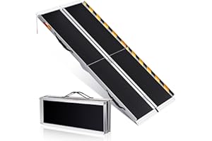 7FT Capacity Aluminum Portable Wheelchair Ramp, Folding Threshold Ramp with Non-Slip Surface for Home Steps, Doorways, Cars, 
