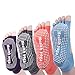 Cosfash Yoga Socks Barre Pilates Grippy Non Slip Cotton Socks for Women 4 Pack, Stripe Color, One Size