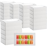 Dicunoy 30 Pack Macaron Boxes for 12, Macaron Gift Packaging Box with Clear Window, White Bakery Boxes, Cookie Packaging Box 