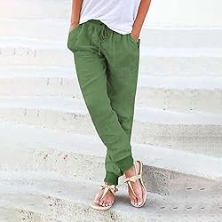 Pants for Women Drawstring Back Elastic Waist