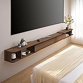 Pmnianhua Retractable Length Floating TV Stand,Minimalist Floating TV Shelf,Wall Mounted TV Console,Adjustable 87'' to 122'' Floating Entertainment Center with Storage for Bedroom Living Room(Walnut)