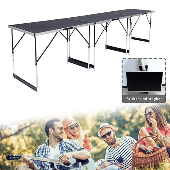 AUFUN 3-teilig Tapeziertisch 100 x 60 cm mit 4-Fach Höhenverstellbar - Campingtisch Flexibel kombinieren klappbar als Multifu