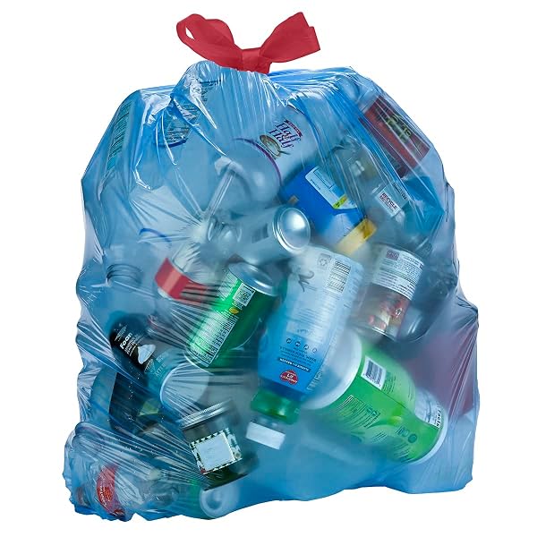 AMAZON BASICS BLUE RECYCLING TRASH BAGS, UNSCENTED, 13 GALLON, 60 COUNT, PACK OF 1