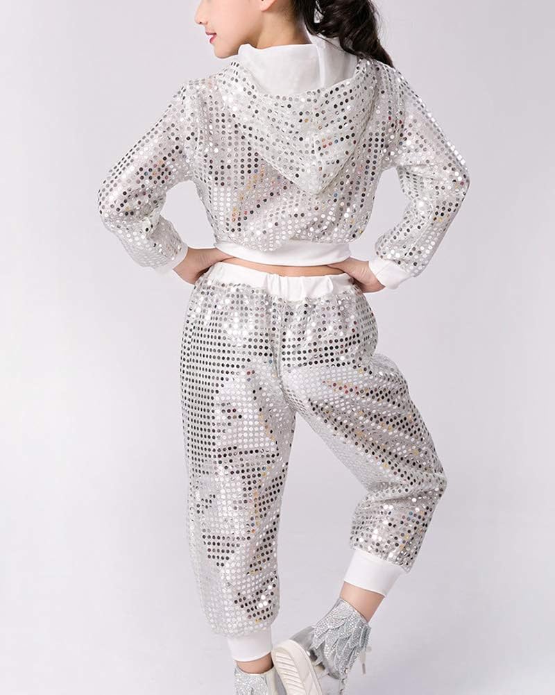 Traje De Baile Hip Hop Jazz Nina Nino Con Lentejuelas Disfraz Ropa De Danza Tops Con Capucha Pantalones Largos Nina Tops Bazylika Limanowa Pl
