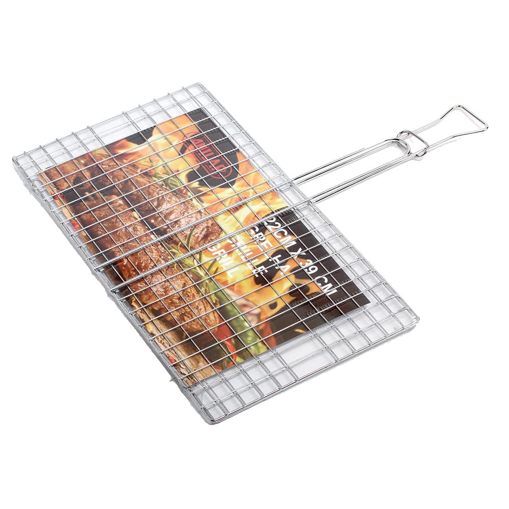 Barbecue Grill Basket Turner 22x39cm, Silber