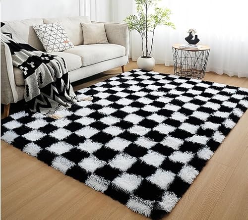 Rugs Living Room Super Fluffy Soft Touch Rug Thickened Washable Bottom Anti-Skid Large Area Rugs Indoor Modern Home Decor Floor Carper with 8 free anti slip stickers