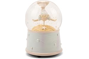 NAT AND JULES NAT & Jules Starfish Pearls Pink Swimming Mermaid Princess on Sandbar 6 x 4 inch Musical Glitter Snow Globe: Plays Brahms Lullaby, Perfect Beach or Coastal Accent Décor for Kids Room, Mermaid