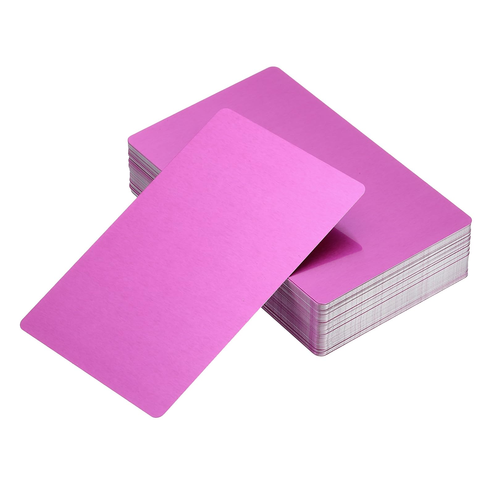 YOKIVE 100 Pack Metal Blank Card, Personalized Business Card | Laser Engraving Aluminum Double Side Print, Great for Name Card, Office, Text, Hotel(Purple, 86 x 54 x 0.21mm)