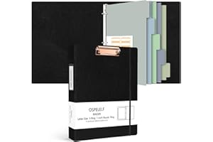 Ospelelf 3 Ring Clipboard Binder 1 Inch Leather for Letter Size (8.5" x 11"), Clipboard Binder with 5 Tab Dividers, Black