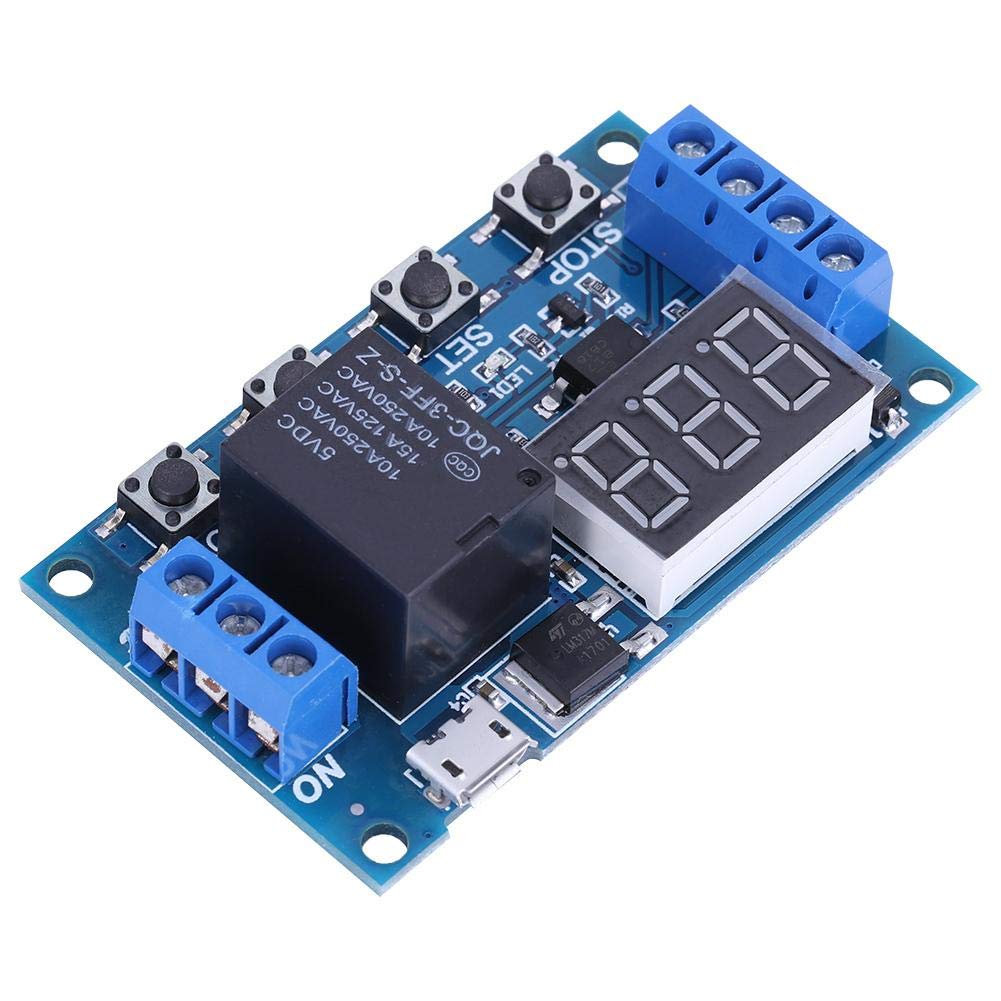 Estink Digital Delay Timer Module, DC 6V-30V Adjustable LED Display with Micro USB, Automation Switch for On/Off Cycle Timing