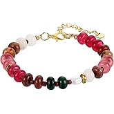 PATIKIL Crystal Bracelets for Women, Colorful Gemstone Beaded Bracelet Adjustable Chalcedony Crystal Jewelry Charm Chain for Beach Birthday Gift