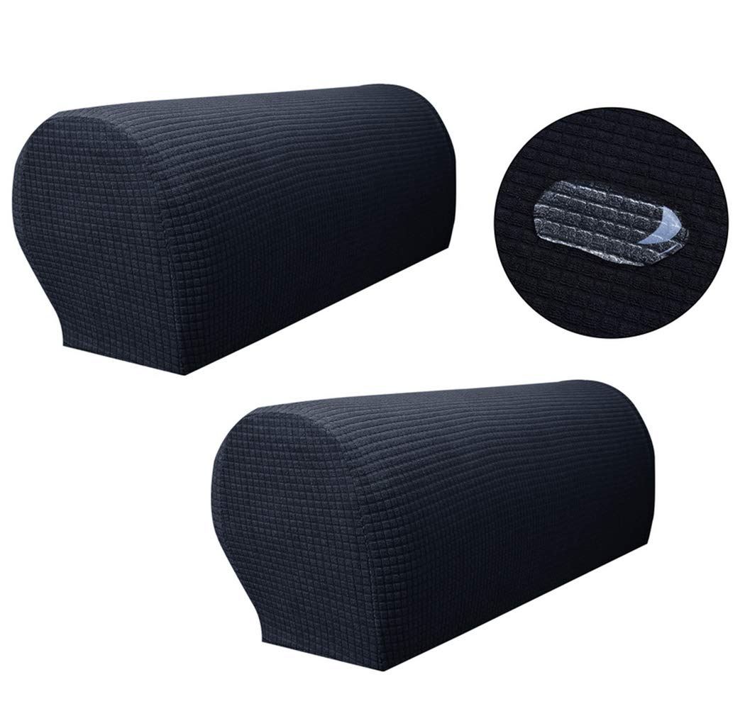 Zuodu Black Arm Caps 2 Pieces Per Pack Spandex Waterproof Sofa Arm Covers Stretch Arm Caps for Armchairs Non Slip Pair of Furniture Protector (Black)