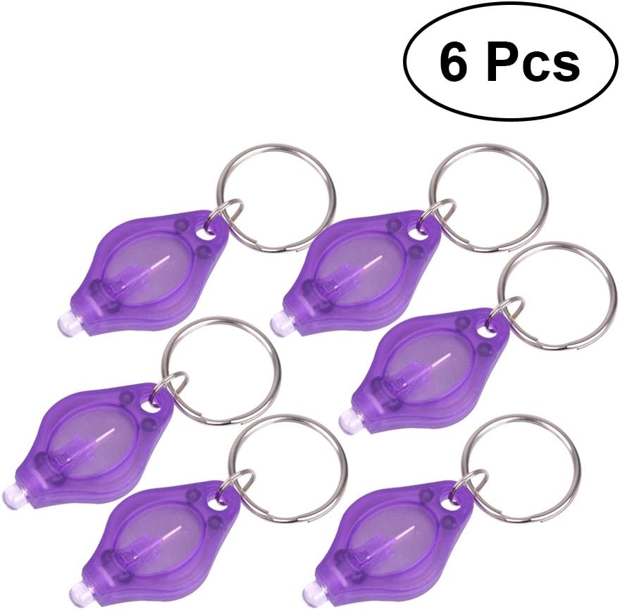 LEDMOMO LED Key Light Keychain Mini Plastic Flashlight Bright UV Key Ring Light Torch (Purple) 6 PCS(Purple) [Energy Class A+]
