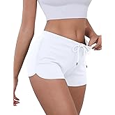 IECCP Sweat Shorts Women Comfy Workout Athletic Dolphin Shorts Low Rise Lounge Pajama Mini Shorts with Drawstring and Pockets