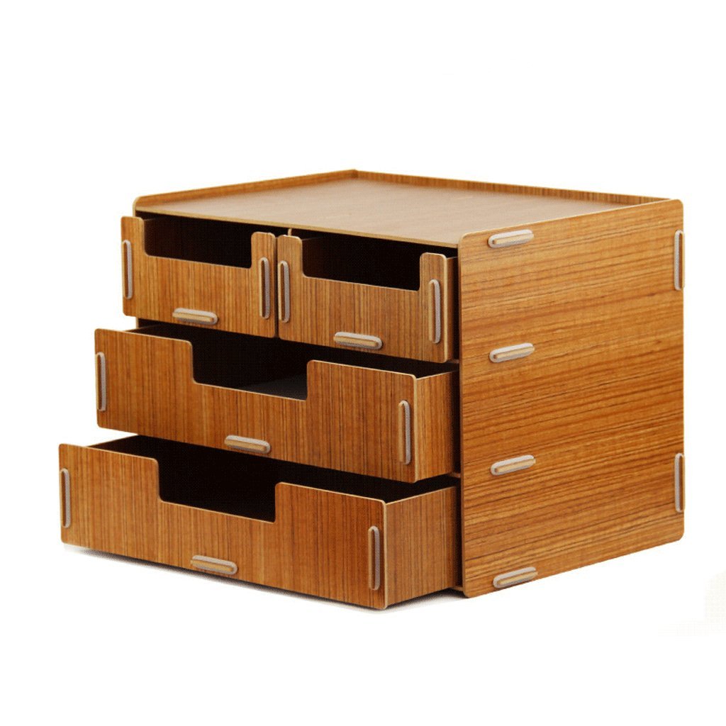File 3 Layer A4 A5 Drawer Type DIY Wooden Storage Rack (color