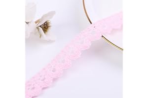 DYSHIPEN 30Yards Lace Ribbon 0.7Inch Wide Multi-Colored Lace Edge Trim for Sewing,Crochet Lace for Craft,Costume or Jewelry and Sewing (Pink)