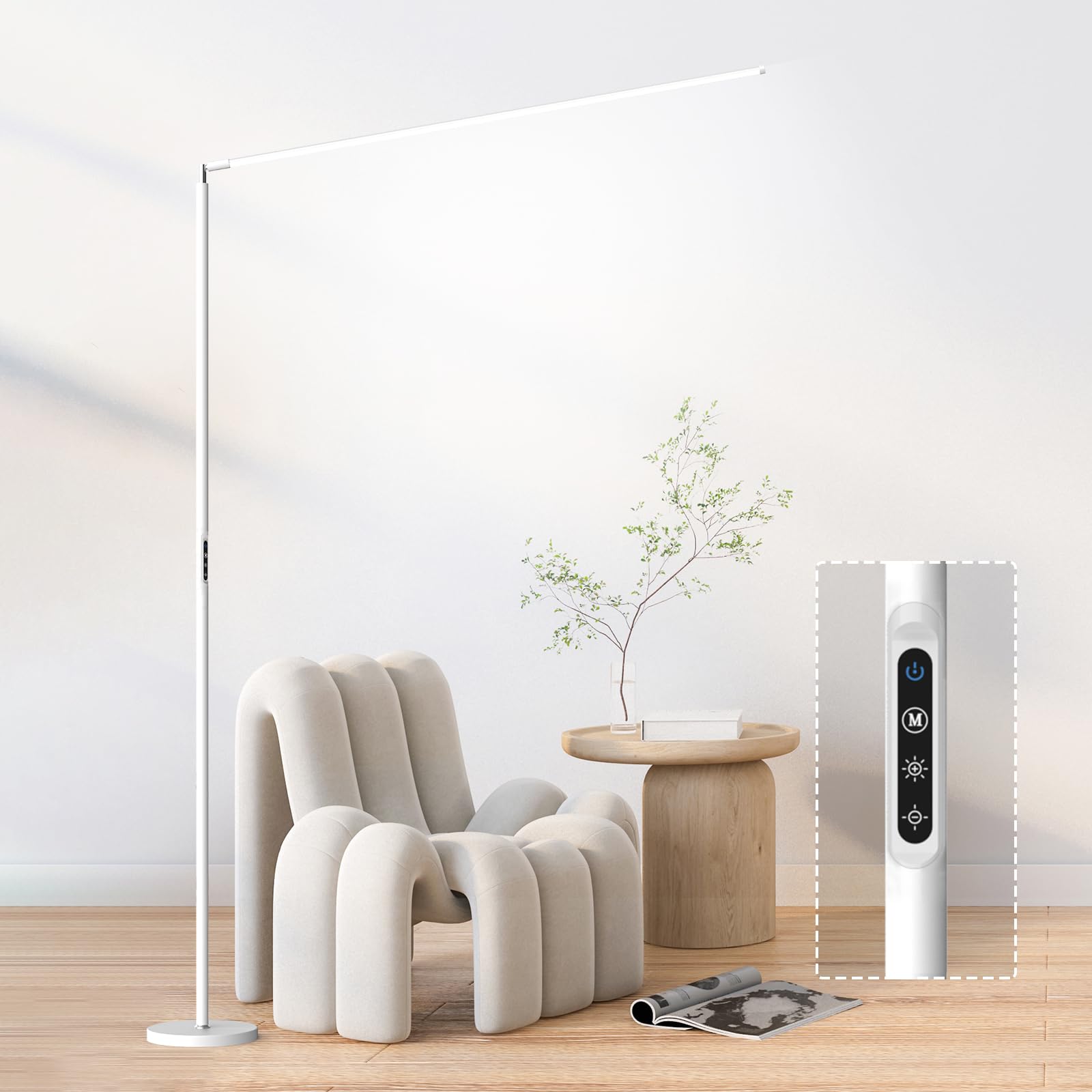 Photo 1 of (partial set) SAMPHON LED Reading Floor Lamp, White Standing Lamp with Touch Control Dimmable 5 Color Temperature, Eye-Caring Bright Floor Reading Light for Bedroom Office
