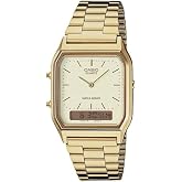 Casio AQ230GA-9D Men's Analog Digital Dual Time Gold Tone Metal Band Watch