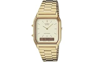 Casio AQ230GA-9D Men's Analog Digital Dual Time Gold Tone Metal Band Watch