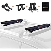 Universal Car Soft Roof Rack Pads Luggage Carrier System for Kayak Surfboard SUP Canoe Include 2 Heavy Duty Tie Down Straps, 2 Tie Down Rope, 2 Quick Loop Strap (Use with Cross Bar)