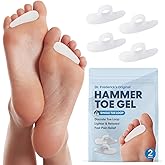 Dr. Frederick's Original Hammer Toe Corrector Gels - 2 Pairs - All-Day Relief for Crooked & Overlapping Toes - Soft Cushioning - Symptomatic Support for Toe Alignment - White - 1 Loop Design
