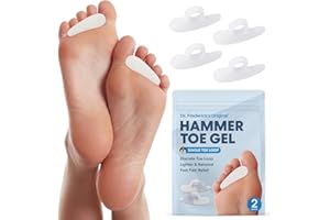 Dr. Frederick's Original Hammer Toe Corrector Gels - 2 Pairs - All-Day Relief for Crooked & Overlapping Toes - Soft Cushioning - Symptomatic Support for Toe Alignment - White - 1 Loop Design