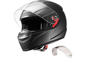 VEVOR Full Face Motorcycle Helmet DOT Approved, Dual Visor with Bluetooth Slot & Interchangeable Lens, Smart Street ABS Helmet Comfortable Motocross Helmet, Fit for Youth & Adults