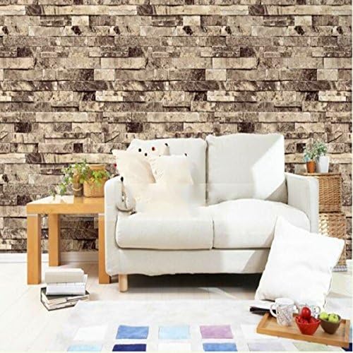 10M 3D Stack Stone Brick Tile Effect Modern Vintage Natural Embossed Vinyl Wallpaper Home Decor (Random: Color)