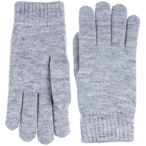BYOS Winter Womens Toasty Warm Plush Fleece Lined Knit Gloves, 14 Solid Colors (Heather Light Gray)