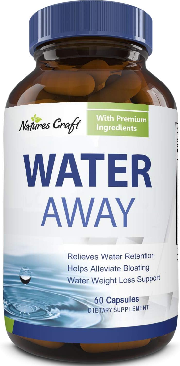 Water Away Diuretic Supplement with Dandelion Leaf – Bloat Relief Pills Weight Loss Relieve Swelling Water Retention – Natural Green Tea Extract Potassium Vitamin B6 for Men & Women: Health & Personal Care