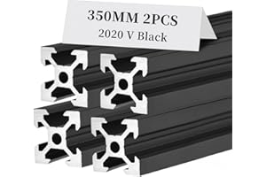 BELLA BAYS 4pcs 13.78 inch 350mm 2020 V Slot Aluminum Extrusion Profile European Standard Anodized Black Extruded Linear Rail Guide Frame for 3D Printer Laser Engraving Machine CNC Workbench DIY