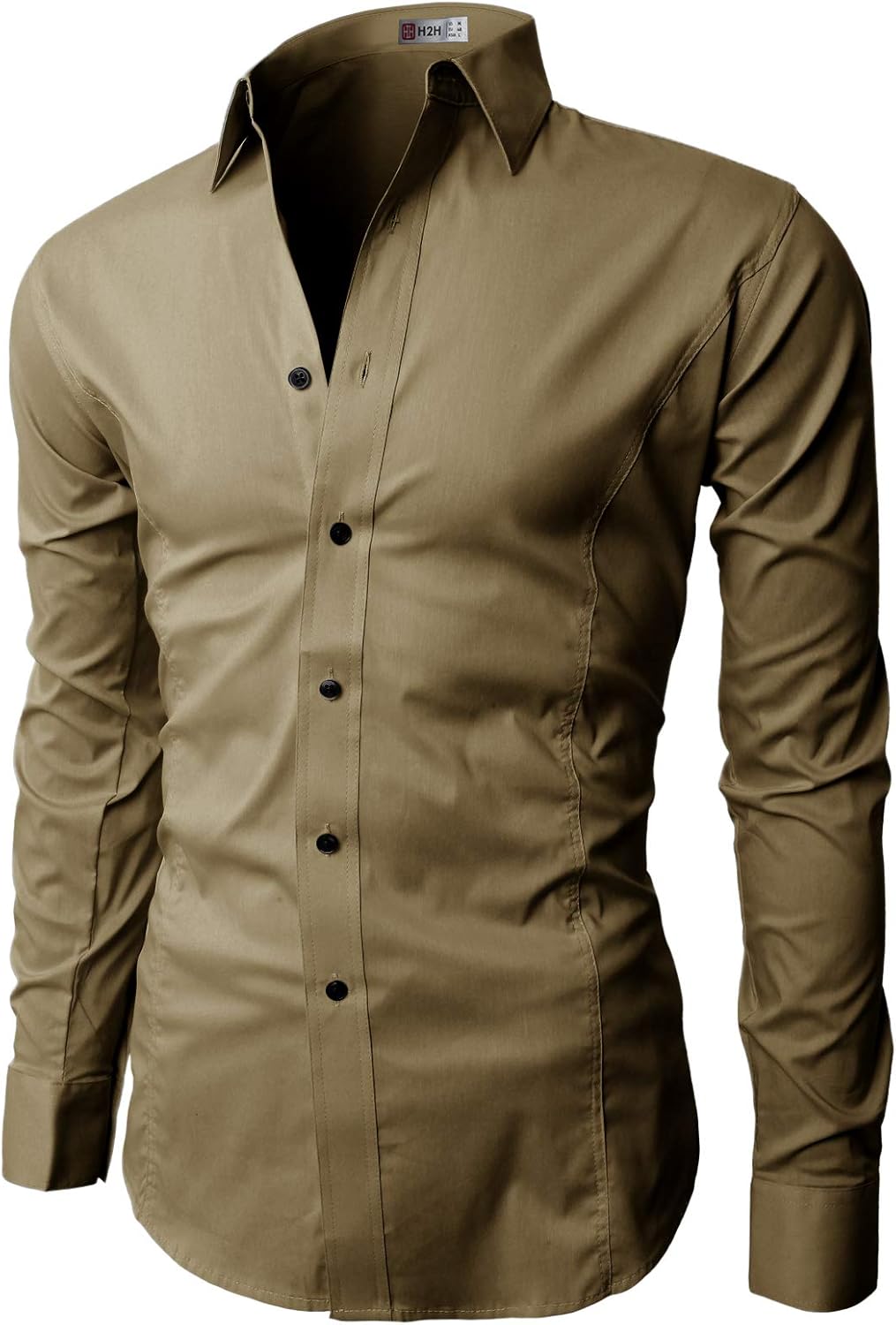 H2H Mens Dress Slim Fit Shirts Long Sleeve Business Shirts Basic Designed Breathable at  Men’s Clothing store