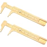 Konohan 2 Pcs Brass Pocket Caliper Double Scale Mini Tool for Jewelry | Vernier Gauge with Dual Scales, Metal Calipers for Beads Wire Rings, Portable Mini Ruler Measuring Jewels Sizing Crafts