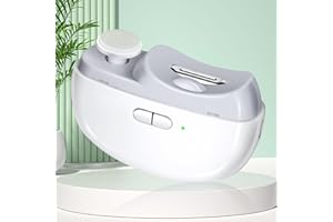 LOQOMI Electric Nail Clipper with Light & 2 Speeds, Automatic Baby Nail Trimmer, Nail Polisher 2 in 1 Design, USB Rechargeable Safety Electric Nail File for Babies, Kids, Adults and Seniors