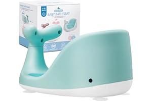 BABEXHELP Cute Whale Shape Baby Bath Seat - Breathable and Elastic Mesh Silicone Cushion - Ergonomic Backrest - 4 Powerful Non-Slip Suction Cups - Ideal Gift for Infants 6 12 24 36 Months (Green)